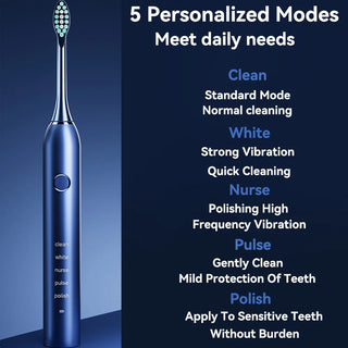 DLSOTE Sonic Electric Adult Toothbrush Rechargeable With 4 Replacement Brush Heads