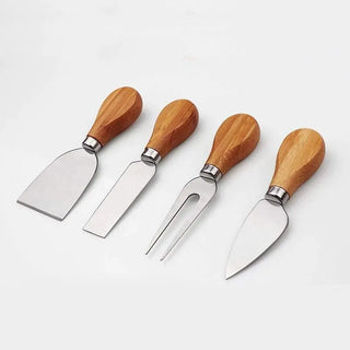 Bamboo Cheese Board w/ Cheese Knife, Slicer, Fork, Scoop