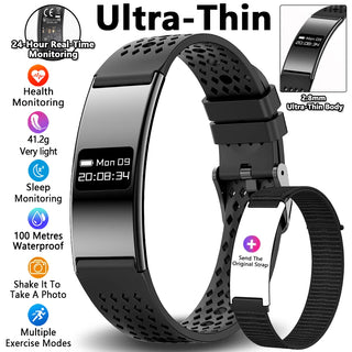 Ultra Thin Smart Fitness Bracelet – Heart Rate, Sleep & Activity Tracker Watch Compatible with Android & iOS