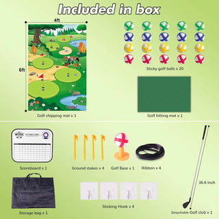 VATOS Golf Chipping Game Mat with Club Practice Training – Indoor/Outdoor Hitting Mat Set with 20 Balls