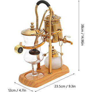 Golden Retro Siphon Coffee Maker – 400 ml / 13.5 oz Borosilicate Glass & Titanium-Plated Manual Vacuum Brewer