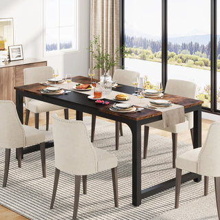Tribesigns Industrial Dining Table – Rectangular Kitchen Table for 6–8 People