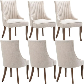 Linen Dining Chairs Set of 4/6 – Channel Tufted Upholstered Accent Chairs