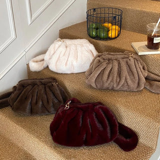 Wrinkled Cloud Shoulder Bag - Luxe Winter Fluff Meets Everyday Function