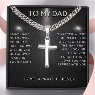 To My Dad Cross Necklace with Cuban Chain – Meaningful Keepsake Gift with Message Card & Gift Box