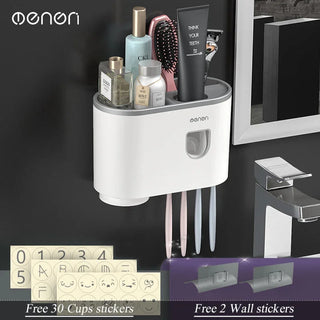 MENGNI Magnetic Adsorption Inverted Toothbrush Holder – Smart Storage & Automatic Squeezer