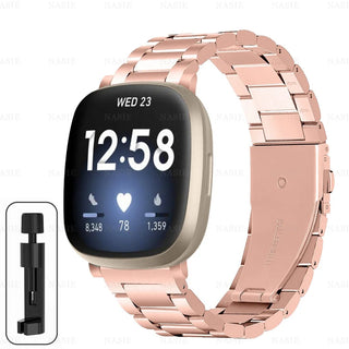 Premium Stainless Steel Watch Band for Fitbit Versa 2 – Adjustable Metal Strap