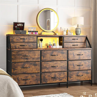 55”W  Super Wide Fashion Dresser with 13 Large Drawers