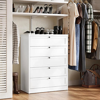 5-Drawer Metal Dresser – White, Modern Tall Chest for Bedroom, Living Room, Entryway & Office