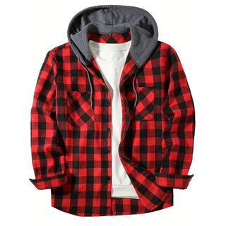 Button-Up Classic Plaid Smart Casual Hooded Flannel