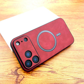 Luxury Faux Leather Magnetic iPhone Case, Full Coverage Shockproof PU Leather