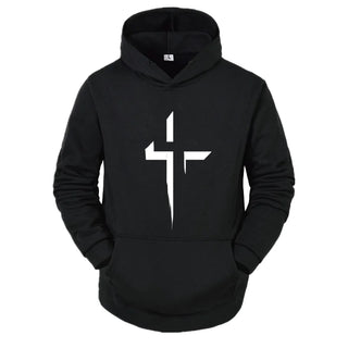 Faith Cross Print Hoodie – Men’s Autumn/Winter Streetwear Pullover