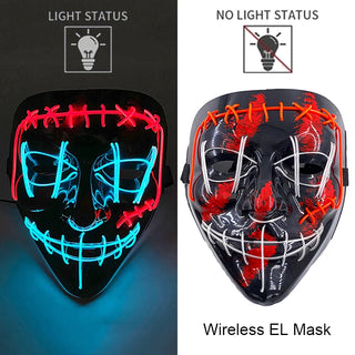 Wireless Neon LED Purge Mask – Glow-in-the-Dark Cosplay Horror Mask