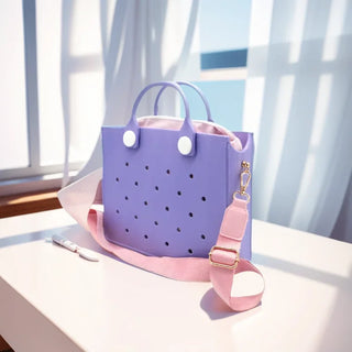 Compact EVA Shoulder Bag – Waterproof Tote & Handbag with Charm Holes
