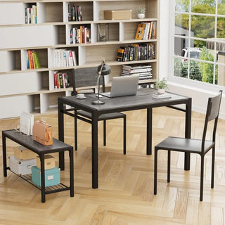 VersaWood Dining Table Set for4 with Bench & 2 Chairs