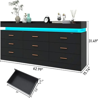 LumiStor 9-Drawer LED Dresser