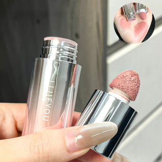 Air Cushion Blush Stick, Natural Dewy Face Rouge with Sponge Applicator, Long-Lasting Lip & Cheek Tint, Easy-Blend Makeup Stick