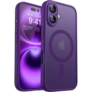 Magnetic Matte Translucent Armor iPhone Case, Shockproof MagSafe-Compatible Wireless Charging Cover for iPhone 17 16 15 14 13 12 11 Series