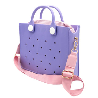Compact EVA Shoulder Bag – Waterproof Tote & Handbag with Charm Holes