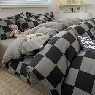 Nordic Plaid Washed Cotton Bedding Set