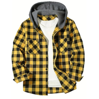 Button-Up Classic Plaid Smart Casual Hooded Flannel