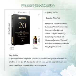 MAYJAM Pure Essential Oils Gift Set – 20pcs (5ml Each)