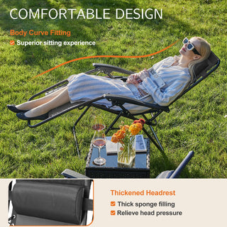 Set of 2 Zero Gravity Reclining Chairs – Portable Outdoor Lounge Chairs with Cup Holder Tray, Adjustable Headrest, Foldable Patio & Camping Recliners
