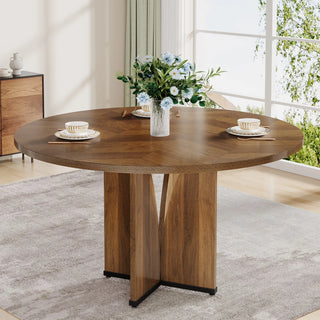 39" Round diner Table for 4 – Rustic Wooden Meeting Table with Sturdy Base