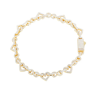Exquisite 8mm Full Iced-Out Moissanite Infinity Heart Bracelet