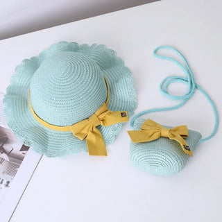 Kids/Young Women's 2-Piece Summer Straw Hat & Crossbody Set