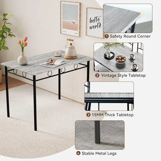 Kitchen Dining Table Set for 4 – 5-Piece Rectangular Dining Room Set with 4 Chairs