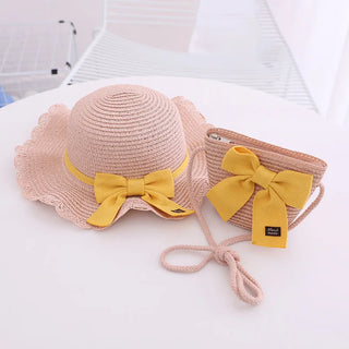 Kids/Young Women's 2-Piece Summer Straw Hat & Crossbody Set
