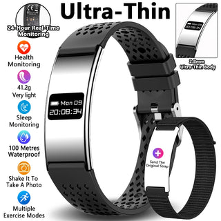 Ultra Thin Smart Fitness Bracelet – Heart Rate, Sleep & Activity Tracker Watch Compatible with Android & iOS