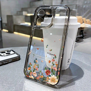 Clear Floral iPhone Case – Shockproof Soft Silicone Cover with Camera Lens Protection