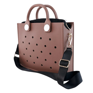 Compact EVA Shoulder Bag – Waterproof Tote & Handbag with Charm Holes