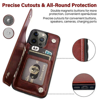 PU Leather Wallet iPhone Case with Card Slots, Magnetic Flip Cover, Stand Holder, Shockproof TPU Shell for iPhone 16E 16 15 14 13 12 11 SE XR X 8 7 Series