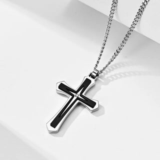 Two Color Stainless Steel and Zinc Alloy Cross Necklace