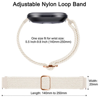 Elastic Braided Loop Band for Fitbit Versa 1/2/Lite – Adjustable Replacement Strap