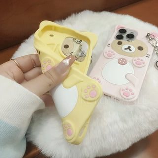 Cute Cartoon 3D Bear iPhone Case, Soft Silicone Anti-Scratch Non-Slip Cover for iPhone 17 16 15 14 13 12 11 Pro X XS Max XR 6 7 8 Plus SE