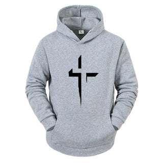 Faith Cross Print Hoodie – Men’s Autumn/Winter Streetwear Pullover