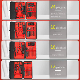 Black & Red Professional Men’s Nail Clipper Set - 18/24 Piece Stainless Steel Manicure & Pedicure Kit