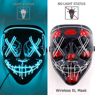 Wireless Neon LED Purge Mask – Glow-in-the-Dark Cosplay Horror Mask