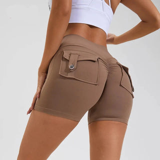 CEODOGG Nylon Women Scrunch Button Booty Shorts