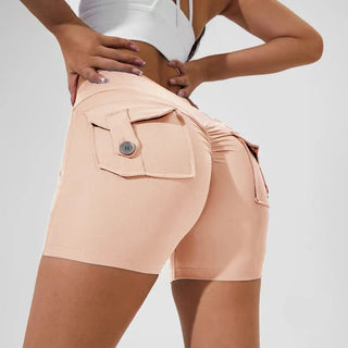 CEODOGG Nylon Women Scrunch Button Booty Shorts