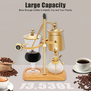 Golden Retro Siphon Coffee Maker – 400 ml / 13.5 oz Borosilicate Glass & Titanium-Plated Manual Vacuum Brewer