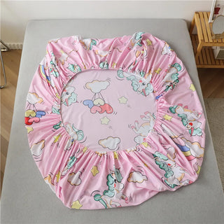 Cartoon Pink Unicorn Pattern Fitted Sheet