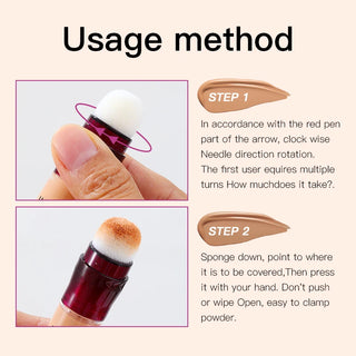 USHAS Sponge Head Concealer, Long-Lasting Cream Concealer for Dark Circles, Freckles, Acne Marks, Pigmentation, Blemishes, and Whole-Face Coverage