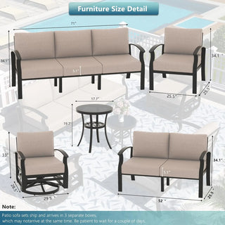 Aluminum Patio Furniture Set with Fire Pit Table – Swivel Chair & Sectional Sofa with Upgraded Cushions for Patio
