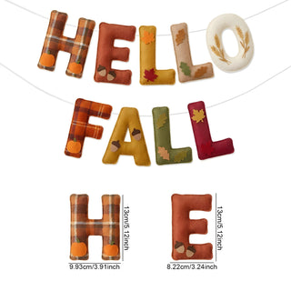 Hello Fall Felt Bunting Garland – Autumn Harvest Wall Banner with Leaves, Pumpkins & Seasonal Lettering