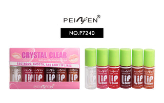 6-Piece Glass Mirror Lip Gloss Set, Hydrating Lightweight Lip Oil Gloss with Sheer Tint, Glossy Shimmer Finish, Peach Cherry Pink Shades
